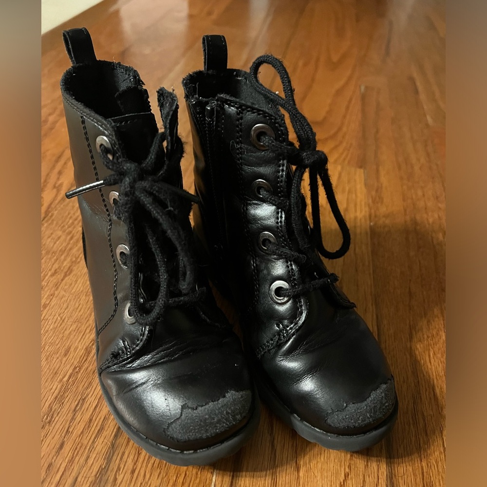 Black toddler girl combat boots